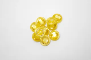 Пуговица пластиковая на ножке Желтая с золотой вставкой 12 мм  (S-3)  26112514