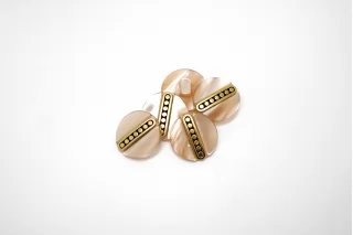 Пуговица пластиковая на ножке Персиковая с золотой вставкой 15 мм  (S-3)  26112519