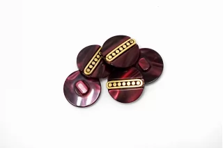 Пуговица пластиковая на ножке Бордовая с золотой вставкой 18 мм  (S-3)  26112523