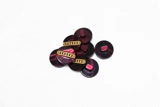 Пуговица пластиковая на ножке Бордовая с золотой вставкой 15 мм  (S-3)  26112524