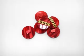 Пуговица пластиковая на ножке Красная с золотой вставкой 18 мм  (S-3)  26112525