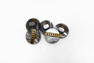 Пуговица пластиковая на ножке Серая с золотой вставкой 15 мм  (S-3)  26112528