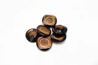 Пуговица пластиковая на ножке Коричневая с золотой вставкой 18 мм  (S-3)  26112534