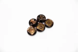 Пуговица пластиковая на ножке Коричневая с золотой вставкой 15 мм  (S-3)  26112535