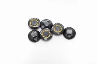 Пуговица пластиковая на ножке Серая с золотой вставкой 12 мм  (S-3)  26112539