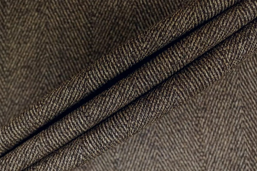 Твид костюмный шерстяной LORO PIANA Ёлочка бежево-коричневая BNC H13/1 FF60 27082664