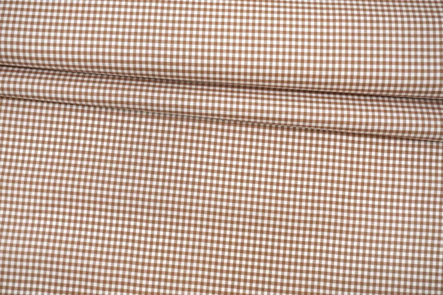 Хлопок с тенселем рубашечно-плательный в клетку Бежево-белый BL H6 B40 10022603