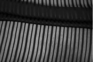 Шифон-креш шёлковый Чёрный в полоску BL H28/1 N50 10022622