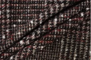 Пальтовая шерсть с альпакой Вишнёво-чёрно-белая клетка-гленчек BL H56 EE60 10022653