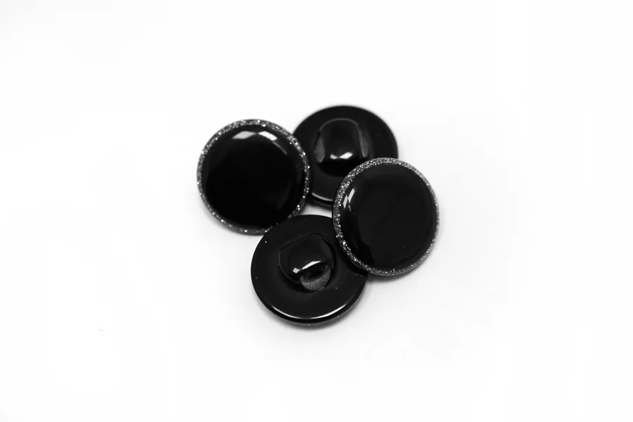 Пуговица пластиковая на ножке  Черная 15 мм   ( J-3)  12022604