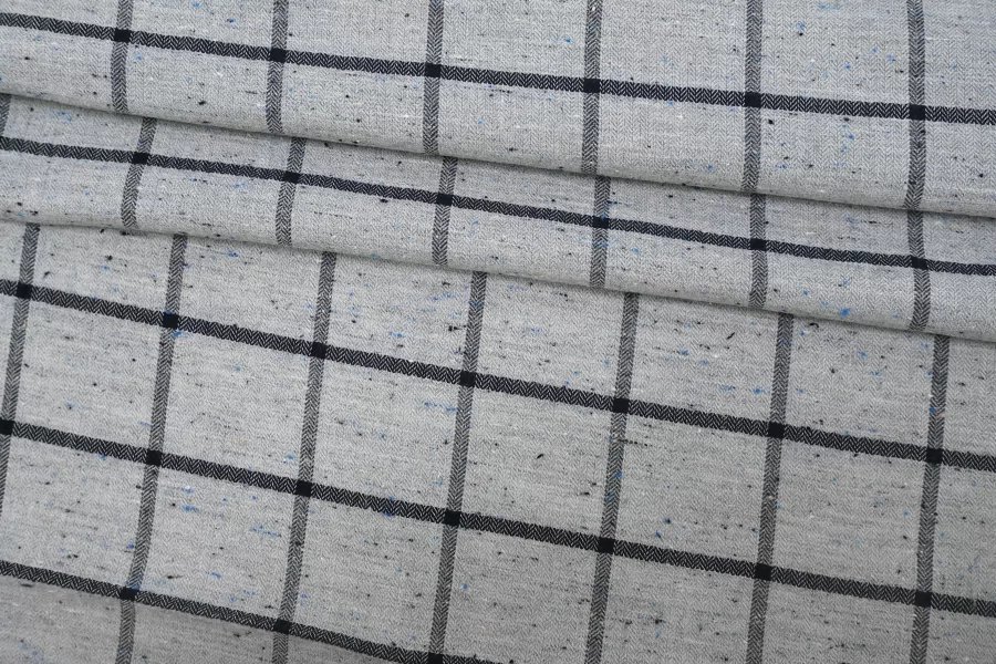 Хлопок с шёлком рубашечно-плательный Серый в клетку FRM H6/1 B60 13022606