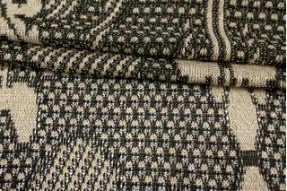 Трикотаж хлопковый с люрексом Чёрно-песочный вензеля FRM H41/1 W00 13022609