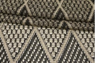 Трикотаж хлопковый с люрексом Чёрно-песочный в ромбы FRM H41/1 W00 13022617