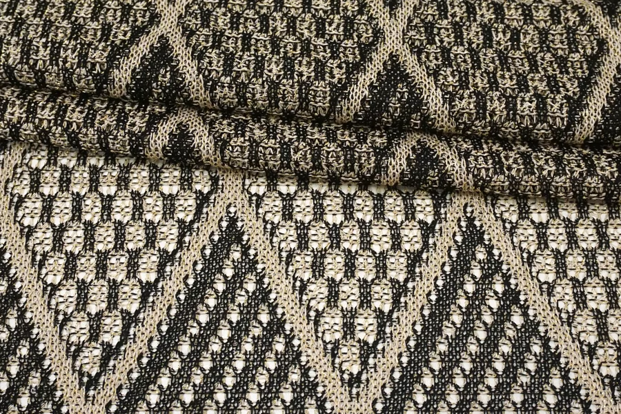 Трикотаж хлопковый с люрексом Чёрно-песочный в ромбы FRM H41/1 W00 13022617