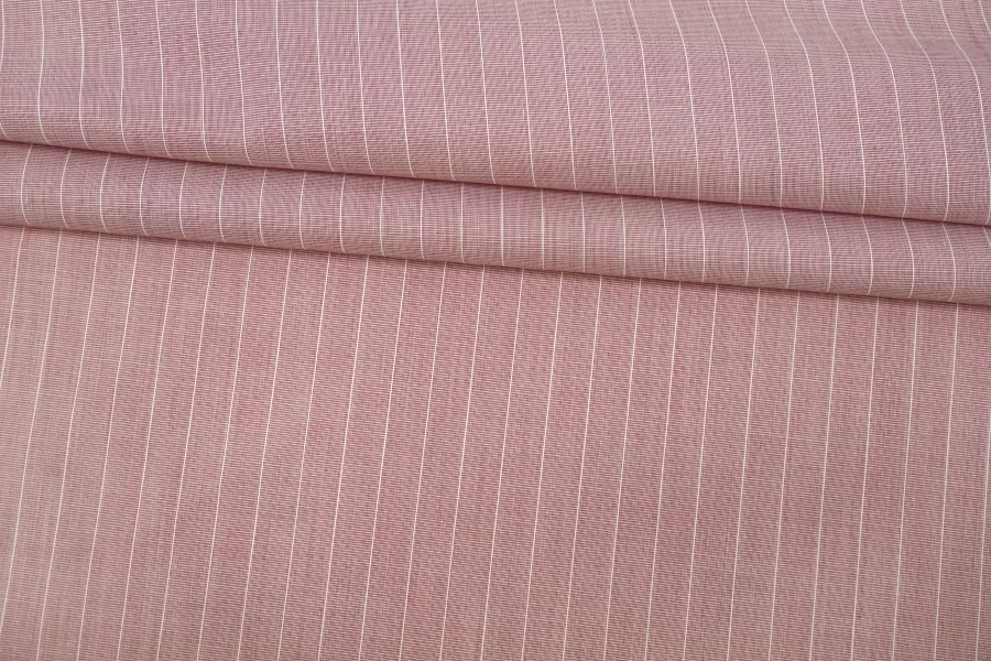 Рубашечный хлопок Вишнёво-белый в полоску FRM H16/3 A30 13022623