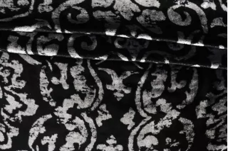 Бархат вискозный на шёлке Чёрно-серые вензеля FRM H19/9 К33 13022626