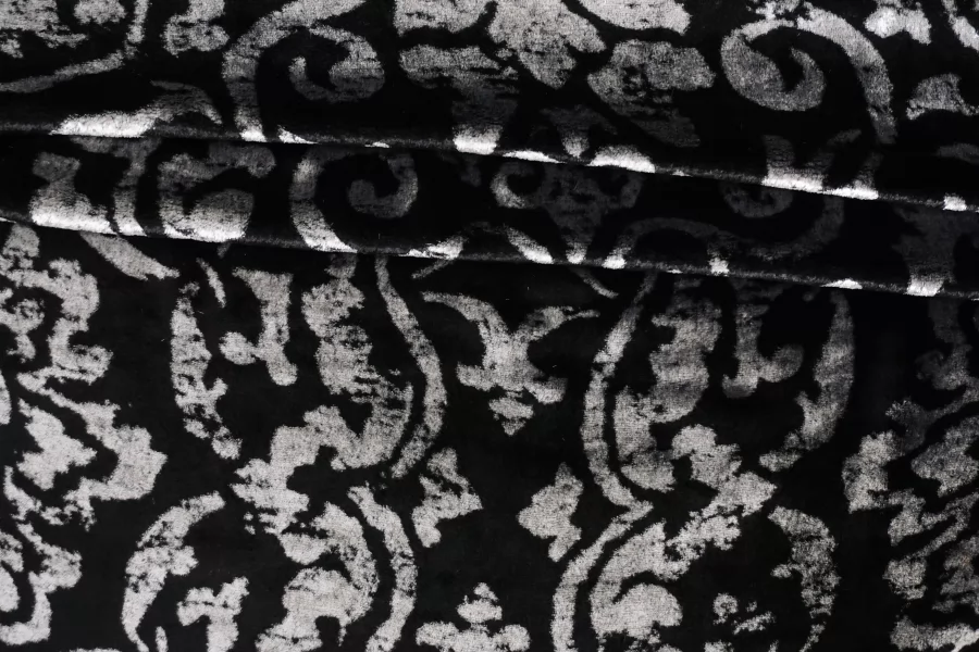 Бархат вискозный на шёлке Чёрно-серые вензеля FRM H19/9 К33 13022626