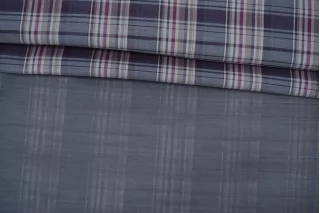 Марлевка хлопковая двухслойная Сине-серо-фиолетовая в клетку FRM H8 B40 13022627