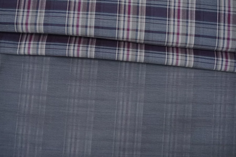 Марлевка хлопковая двухслойная Сине-серо-фиолетовая в клетку FRM H8 B40 13022627