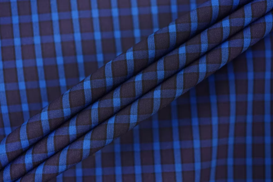 Рубашечный хлопок мерсеризованный ALBINI Сине-фиолетовая клетка FRM H6/1 B40 13022640