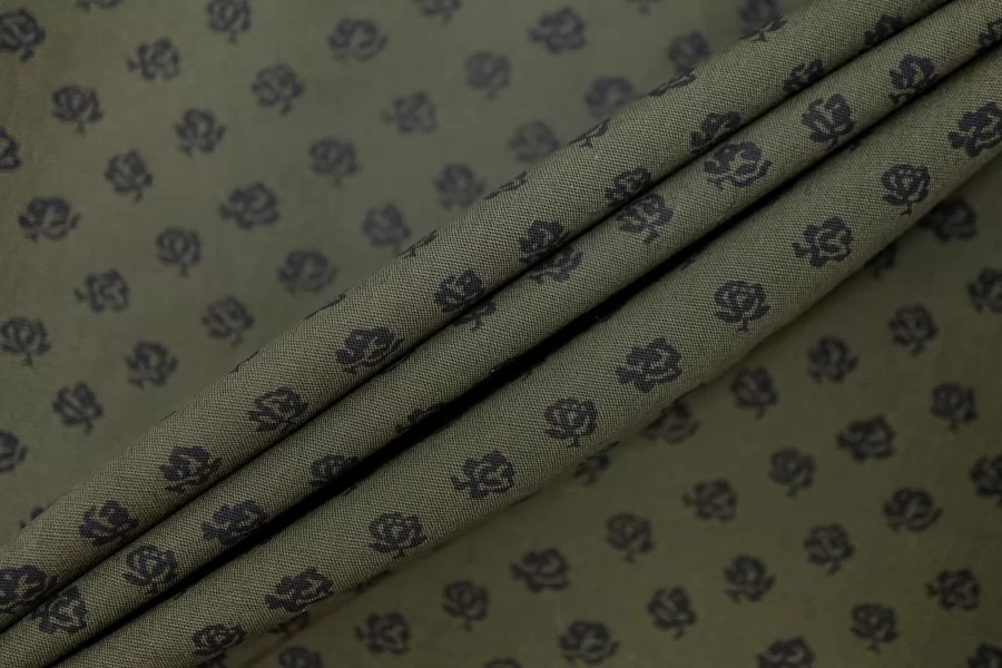 Рубашечный хлопок Тёмно-зелёный в цветочек FRM H9/2 A77 13022649