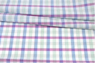 Рубашечный хлопок мерсеризованный ALBINI Клетка бело-розово-голубая FRM H6/1 B40 13022658