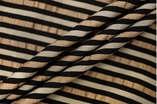 Вискоза на капроне плательная в полоску Чёрно-бежевая FRM H21/8 i30 13022671