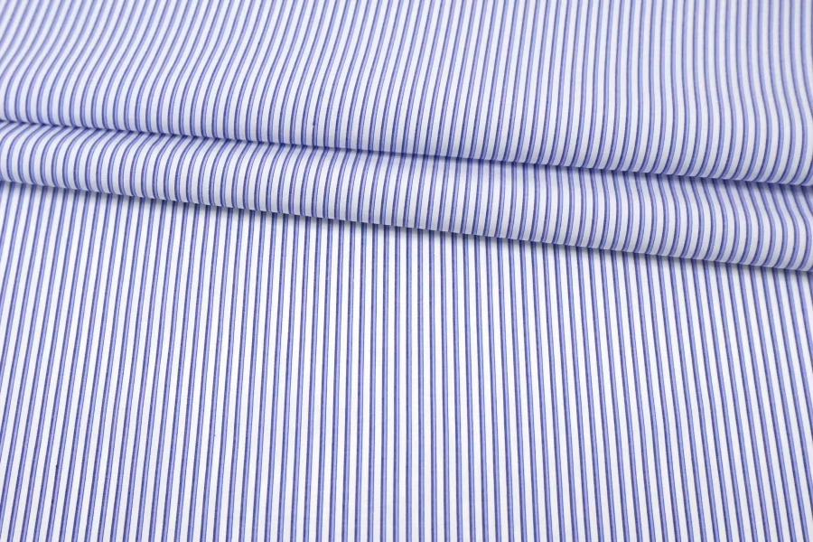 Рубашечный хлопок ALBINI Белый в синюю полоску FRM H5 A50 13022675