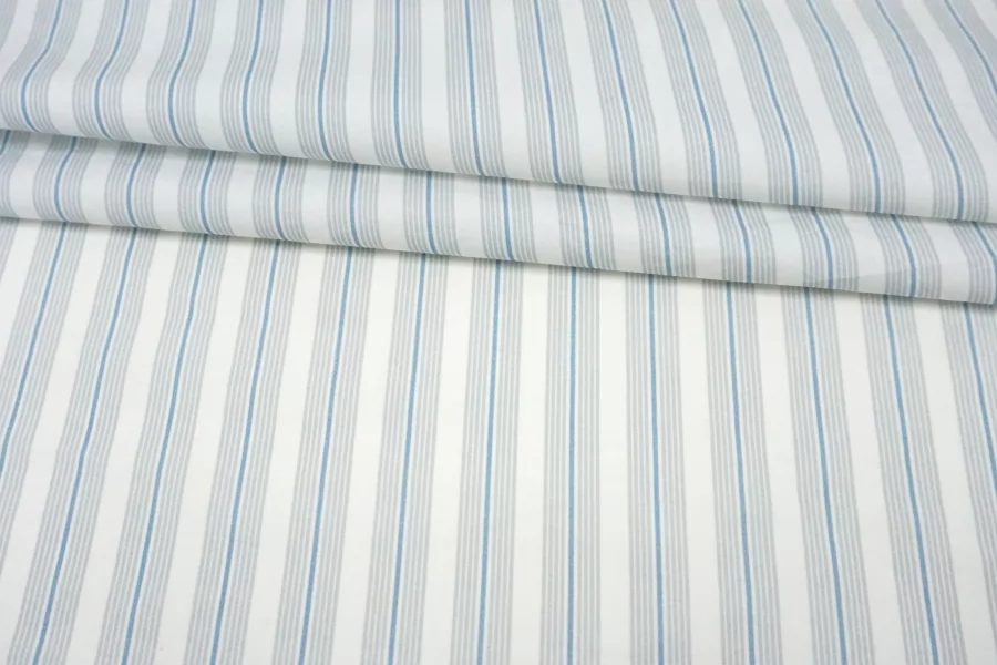 Рубашечный хлопок Белый в серо-голубую полоску FRM H5 A50 13022676
