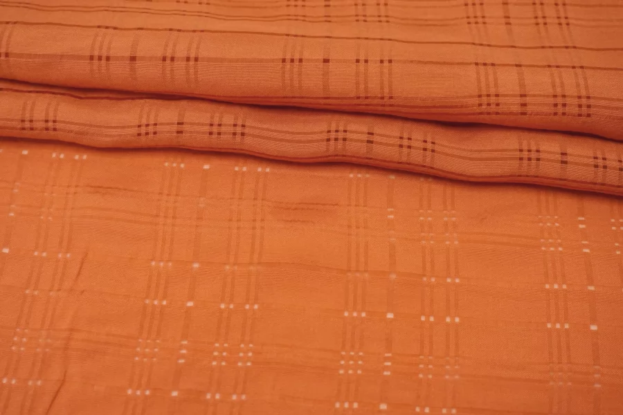Вискоза плательно-рубашечная в клетку Приглушённо-оранжевая FRM H22/4 j30 13022688