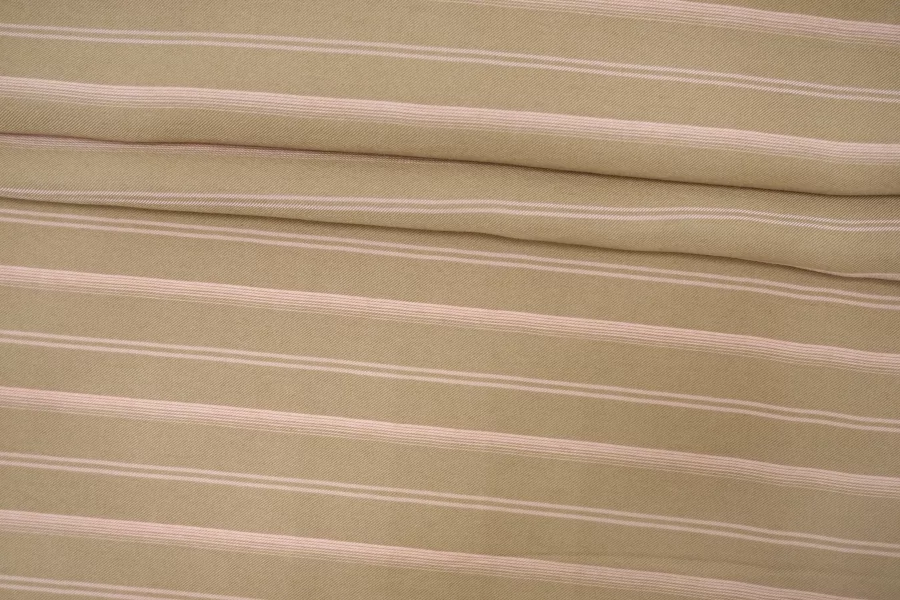 Хлопок с шёлком рубашечно-плательный в полоску Бежево-розовый FRM H5 A20 13022698