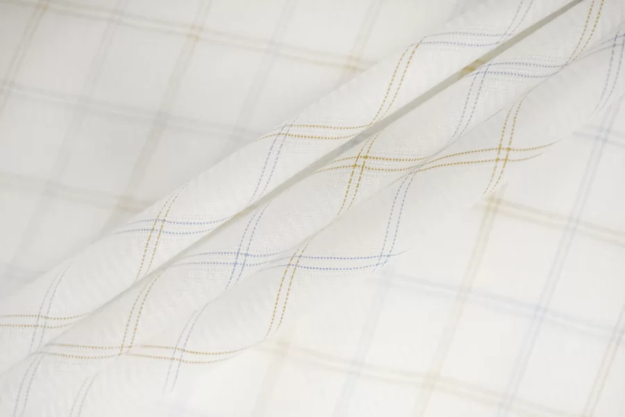 Рубашечный хлопок жаккардовый Молочно-белый в клетку FRM H6\1 B20 14022603