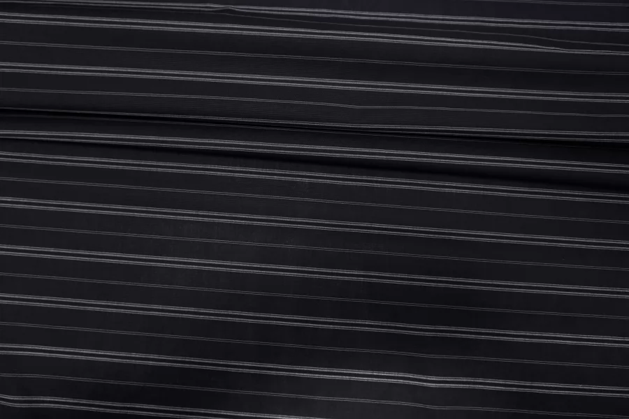 Рубашечный хлопок жаккардовый Чёрно-синий в серую полоску FRM H5 A50 14022606