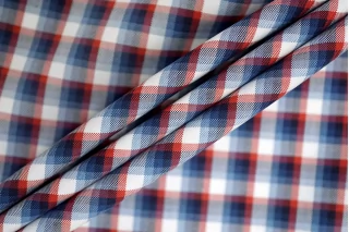 ОТРЕЗ 0,35 М ДЕФЕКТ Рубашечный хлопок TOMMY HILFIGER Красно-бело-синяя клетка FRM (ДФ1) 14022612-1