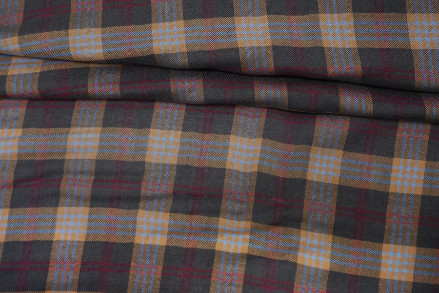 Хлопок с модалом плательно-рубашечный Серо-бежевый в клетку FRM H6\1 B20 14022613