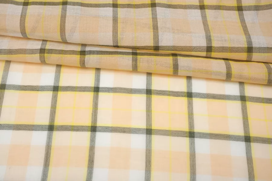 Марлёвка хлопковая в клетку Персиково-белая FRM H8 A33 14022614