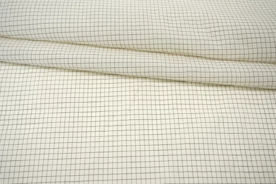 Батист хлопок с шёлком Молочный в клетку FRM H6/1 B20 14022626