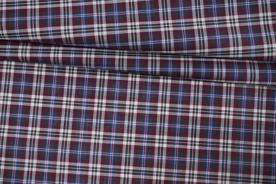 Рубашечный хлопок Серо-бело-сливовая клетка FRM H6 B60 14022630