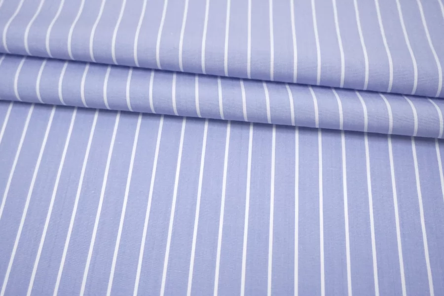 ОТРЕЗ 0,55 М Рубашечный хлопок мерсеризованный ALBINI Бело-голубая полоска FRM (17) 14022631-1