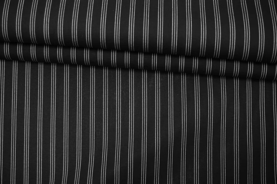 Рубашечный хлопок-стрейч жаккардовый Чёрно-серый в полоску FRM H5 A50 14022639