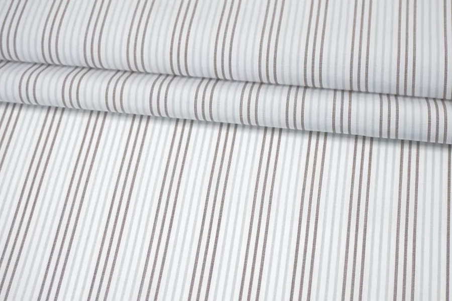 Рубашечный хлопок мерсеризованный ALBINI Белый в коричнево-голубую полоску FRM H5 A50 14022640