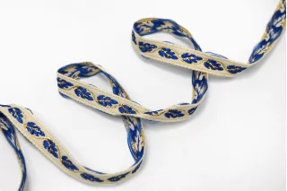 Тесьма декоративная ALTA MODA Бежево-синяя с люрексом 1 см ST1 25022643