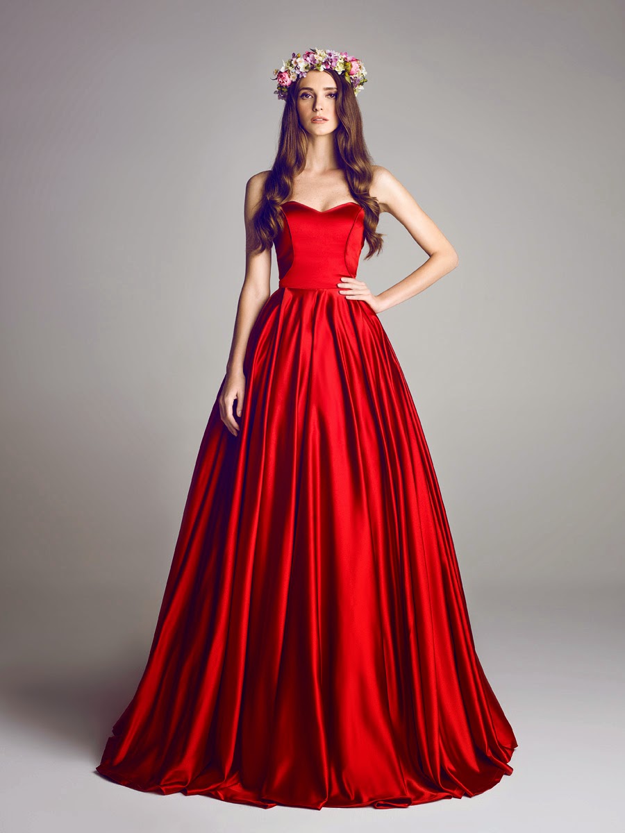 Красные атласные вечерние платья